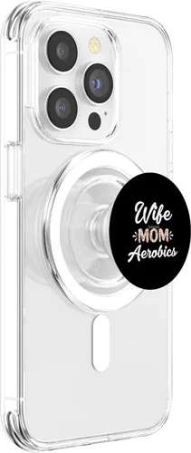 Vista 3 de Wife Mom Aerobics Physical Fitness Goal Gymnast Workout PopSockets MagSafe PopGrip for iPhone