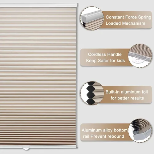 Vista 2 de MYshade Persianas opacas celulares inalámbricas de 1.5 pulgadas, aislamiento térmico, reducción de ruido, impermeables, tratamientos de ventana