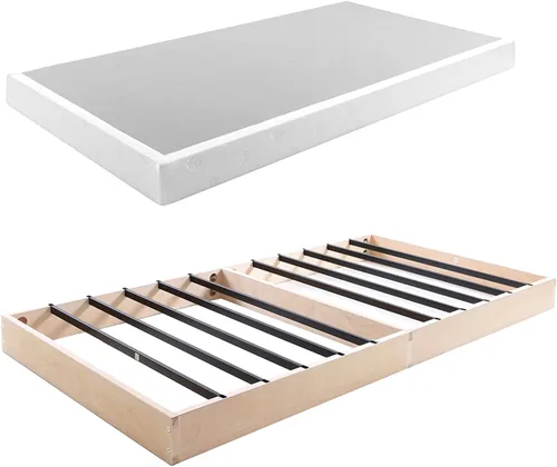 Vista 9 de Panana Base de colchón Queen de metal y madera, base de colchón con funda de tela, fácil montaje, sin ruido, antideslizante