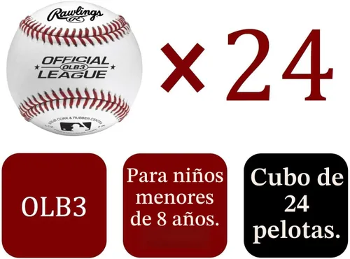 Vista 2 de Rawlings Official League Recreational Use Practice Baseballs Youth/8U OLB3 Bucket 24 Count