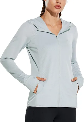 Vista 2 de BALEAF Chaqueta de protección solar UPF 50+ para mujer, con capucha, con bolsillos, para senderismo, rendimiento al aire libre