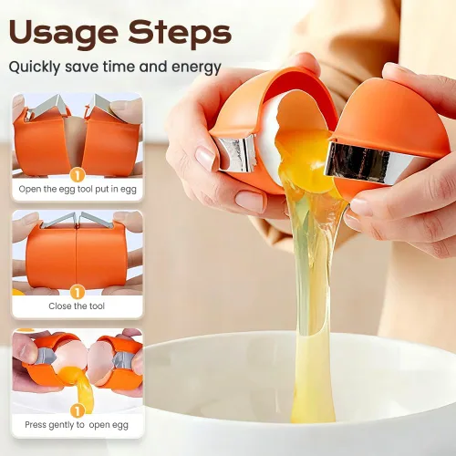 Vista 4 de Abridor de cáscaras de huevos, herramienta de acero inoxidable para galletas saladas, abridor multifuncional para huevos crudos y duros, accesorio