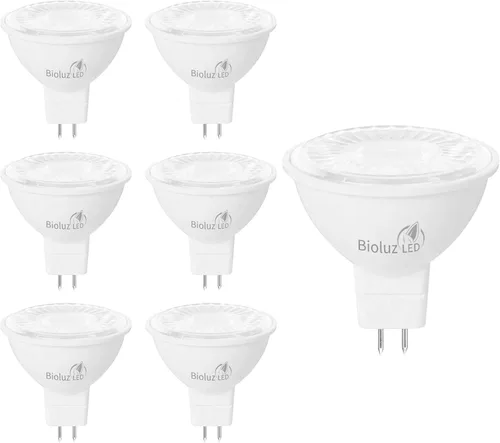Bioluz LED Bombilla LED MR16, luz LED de 7 W, paquete de 6 bombillas halógenas de 50 W, no regulables, 3000 K, 12 V, CA/CC, certificación UL, luces