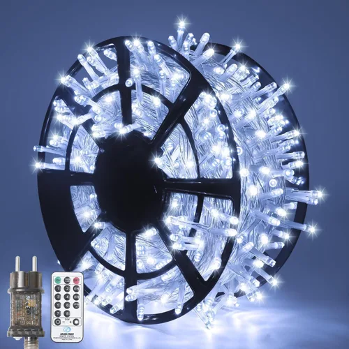 Vista 35 de JMEXSUSS 150 luces LED naranjas de Halloween para interiores y exteriores, luces de Navidad en cadena enchufables para interiores, 8 modos de luces