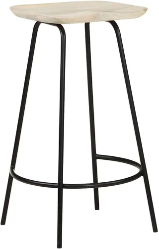 Vista 2 de Solid Mango Wood Bar Stools Set of 2 with Built-in Footrests Bleached Finish Counter Height Kitchen Island Stools for Home Dining and Living Room