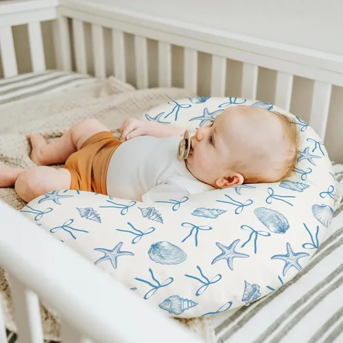 Vista 5 de Fundas de almohada de lactancia para niños y niñas, conchas marinas, conchas marinas, playa, guardería, almohada para lactancia materna, almohadas