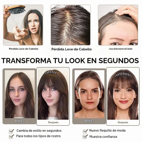 Vista 3 de Flequillo de cabello humano con clip, flequillo delgado con correa de diamantes de imitación, extensiones de cabello para mujer, flequillo plano