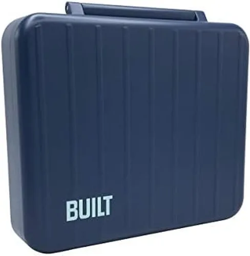 BUILT Caja de almuerzo estilo bento, resistente a las fugas, apta para microondas, con 3 compartimentos, con utensilios y aderezo, color azul