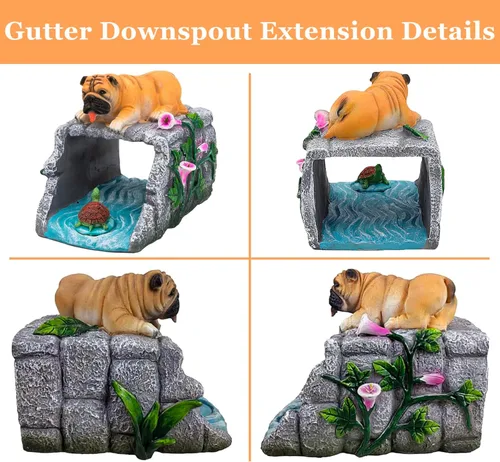 Vista 6 de Teaeeno Decoración para perros, estatua de canalón, extensión decorativa, estatua de animal, decoración al aire libre, bloque de salpicaduras