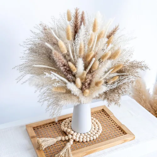 Vista 13 de 70 UNIDADES Hierba de Pampa Seca Natural Estilo Boho para Decoración del Hogar Ramo de Phragmites Flores Secas para Arreglos Florales de Boda