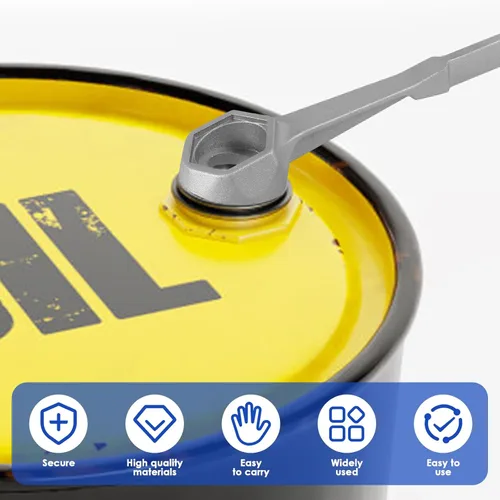 Vista 2 de 2 llaves de barril, llave de tapón de tambor 3 en 1, herramienta de abridor de barril de aluminio para abrir tambor de 10, 15, 20, 30, 55 galones