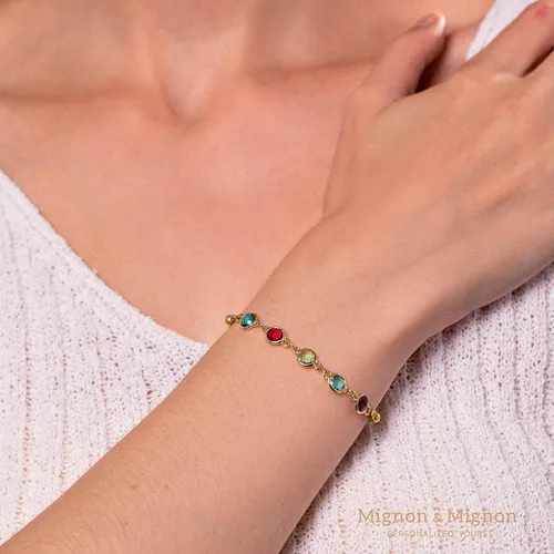 Vista 6 de MignonandMignon Pulsera de piedra natal personalizada para mujer, joyería de cadena de cuentas personalizada, cumpleaños, regalo para amigos