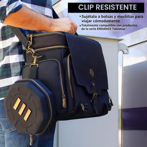 Vista 6 de ENHANCE DnD - Bandeja y estuche para dados DnD para hasta 150 dados D&D con exterior duro resistente e interior suave protector. Bandeja rodante