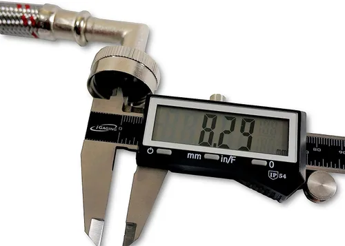 Vista 5 de Mangueras premium de acero inoxidable para lavadora con codo de 90 grados, 8 pies, a prueba de explosiones (2 paquetes), líneas de suministro