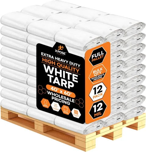 Vista 114 de Xpose Safety Lona protectora de polietileno plateado resistente de 5 x 7 pies - Funda protectora multiusos - Duradera, resistente al agua