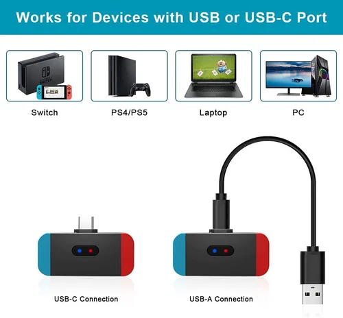 Vista 4 de Golvery Bluetooth Gaming Headset for Nintendo Switch Wireless Bluetooth Headphones wUSB C Transmitter for PC Laptop PS4 Plug Play Noise Cancelling