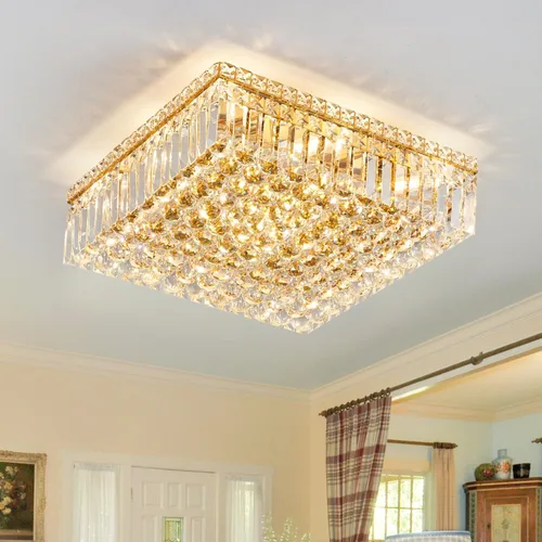 Vista 9 de Luminarias de techo de montaje empotrado modernas de 12 luces, elegante lámpara colgante de araña de cristal para recámara, sala de estar, comedor