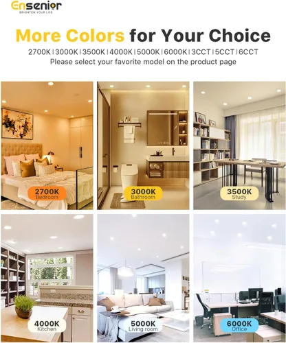 Vista 3 de Ensenior - Paquete de 12 luces LED empotrables de techo de 4 pulgadas, regulables, 6000K Blanco Claro, 750 lm, 9 W, 120 V, luz de oblea sin carcasa
