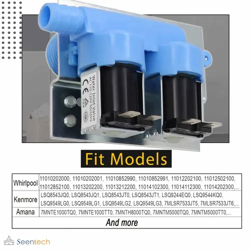 Vista 3 de Seentech - Válvula de entrada de agua 285805 con soporte de montaje para lavadora de ropa, funciona con ajuste exacto para Whirlpool, Kenmore
