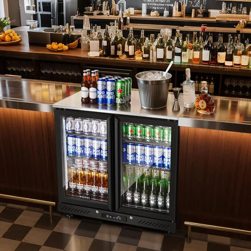 Vista 2 de BODEGACOOLER Back Bar Cooler with 2 Glass Doors,7.7 Cu.ft Commercial Back Bar Beverage Refrigerator Counter Height,LED Lighting for Soda