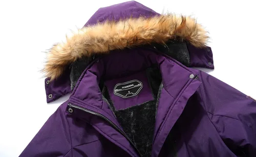 Vista 7 de MOERDENG Chaqueta de esquí impermeable para mujer, abrigo de nieve con capucha para invierno, chaqueta de esquí resistente al viento para mujer
