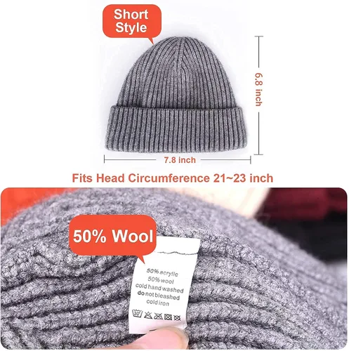Vista 4 de Ryobens Swag - Gorro de lana para hombre y mujer gorro tejido para invierno