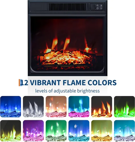 Vista 7 de Soporte de TV con chimenea de 60 pulgadas con chimenea, chimenea eléctrica, llama 3D, calor y almacenamiento ajustables, centro de entretenimiento