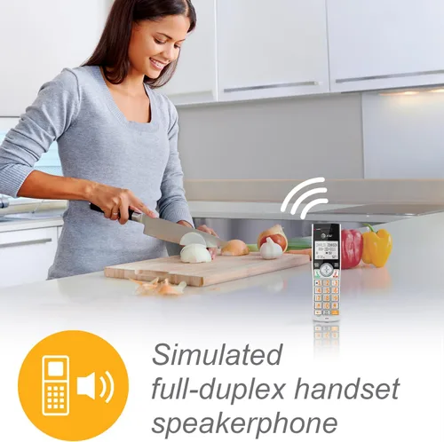 Vista 8 de AT&T CL84107 DECT 6.0 Teléfono expandible con cable/inalámbrico con bloqueador de llamadas inteligente, negro/plata con 1 auricular