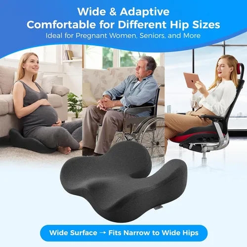 Vista 4 de Dreamer Car Cojín de asiento para alivio del dolor de coxis y ciática Negro y gris