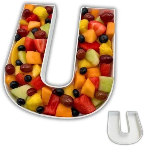 Vista 50 de Bandejas de servir de plástico duro reutilizables y rellenables con letras y números para decoración de fiesta (S, Negro)