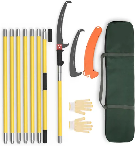 Vista 8 de Sierras de poste para podar árboles, podadoras extensibles de 7.3 a 27 pies, podadora de mango largo, hoja de acero afilada y tijeras para recortar