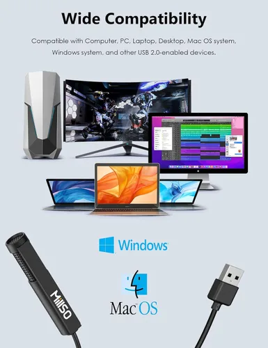 Vista 4 de MillSO Micrófono USB para PC, Plug & Play, omnidireccional externo Lavalier Mini micrófono USB para computadora, laptop, YouTube, reunión