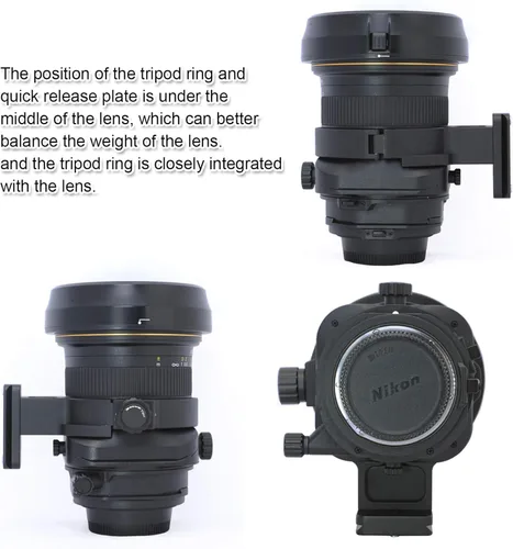 Vista 7 de iShoot Soporte de soporte de collar de lente, anillo de montaje de trípode compatible con Nikon PC NIKKOR 0.748 in f/4E ED lente de desplazamiento