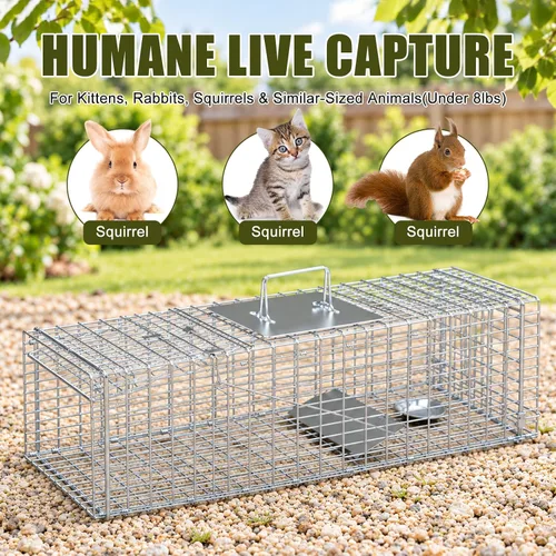 Vista 2 de Humane Live Animal Trap 27'' Collapsible Steel Rodent Cage