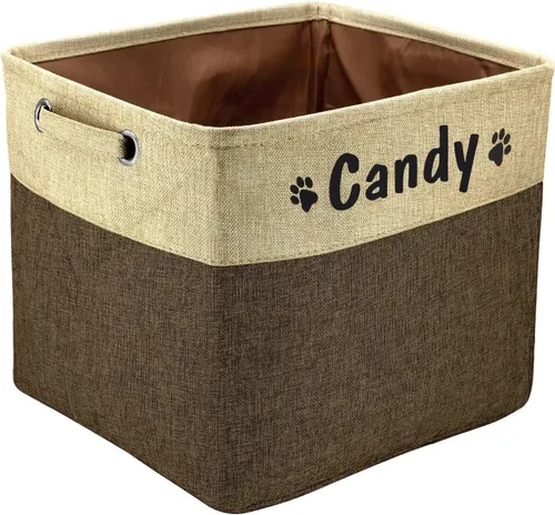 Vista 28 de PET ARTIST Cesta plegable de almacenamiento de juguetes para perros con nombre personalizado de la mascota, caja de almacenamiento rectangular