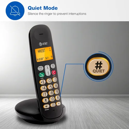 Vista 5 de AT&T EL1101 DECT 6.0 Teléfono inalámbrico con identificación de llamadas, teclado iluminado, pantalla LCD, altavoz dúplex completo - Modo ECO, modo