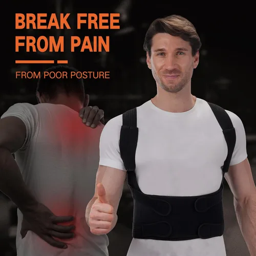 Vista 8 de Corrector de postura de espalda para hombres y mujeres – Corrector de postura de espalda completa ajustable para aliviar el dolor de espalda
