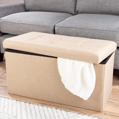 Vista 63 de Lavish Home - Banco otomano con almacenamiento, plegable, tapa acolchada de espuma con punzoneado de 30 pulgadas, gris oscuro