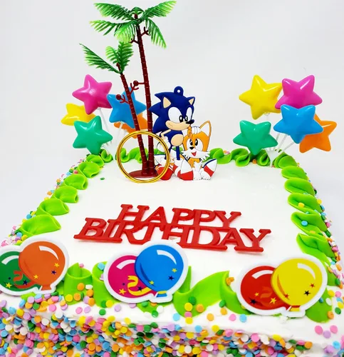 Vista 5 de Decoración para pastel de cumpleaños Sonic (diseño único)