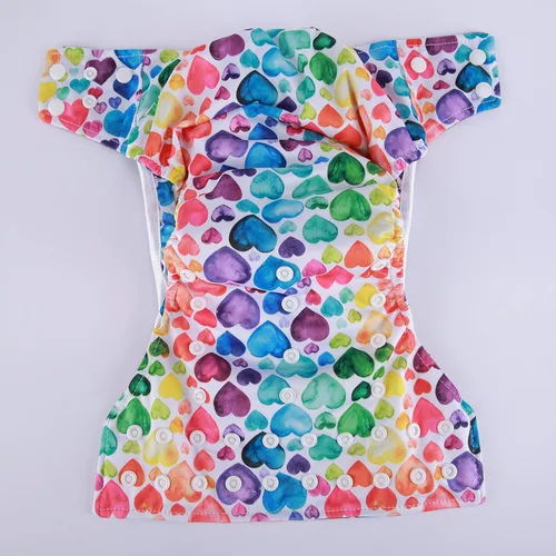 Vista 4 de AIll in One Night AIO Pañal de tela cosido en inserto reutilizable lavable para niñas (follaje de colibríes)