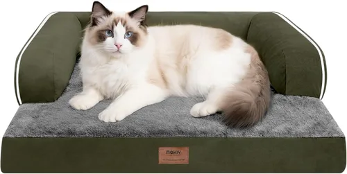 Vista 64 de Cama pequeña para perros y gatos, cama ortopédica impermeable para perros pequeños, cama de gato, cómodo sofá para mascotas, sofá cama con funda