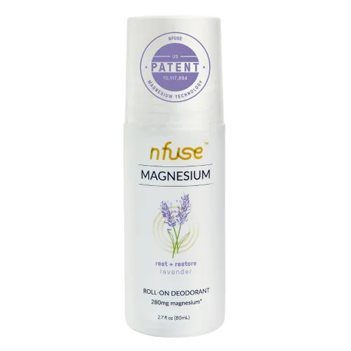 nfuse Desodorante roll-on de magnesio natural – Tecnología patentada de entrega de magnesio – Aceites esenciales aromaterapéuticos – Lavanda: Relax