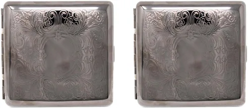 Vista 2 de Black Victorian Scroll (Full Pack Kings) Caja de cigarrillos chapada en metal y caja de almacenamiento