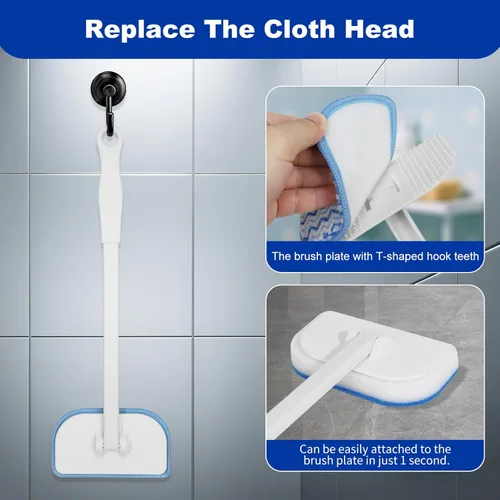 Vista 6 de MOSEN Cepillo de limpieza 4 en 1 para ducha, cepillos de limpieza 4 en 1 con 4 cabezales de limpieza de diferentes funciones, cepillo para limpieza