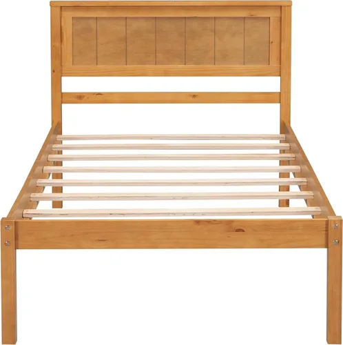 Vista 5 de Merax Base de cama de madera con cabecero, cama de plataforma de madera tamaño individual con espacio de almacenamiento debajo de las camas de 12