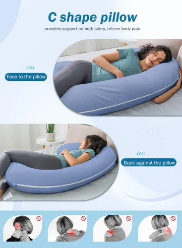Vista 5 de INSEN Almohada de embarazo refrescante, almohada de maternidad para mujeres embarazadas (azul refrescante)