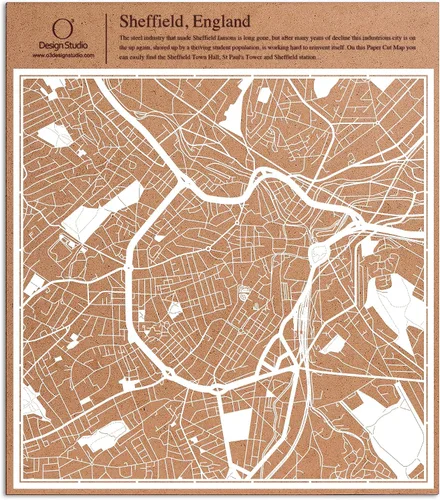 Vista 116 de O3 Design Studio Vienna Paper - Arte de pared de mapa de corte, regalo único de 12 x 12 pulgadas, decoración de pared lista Viena