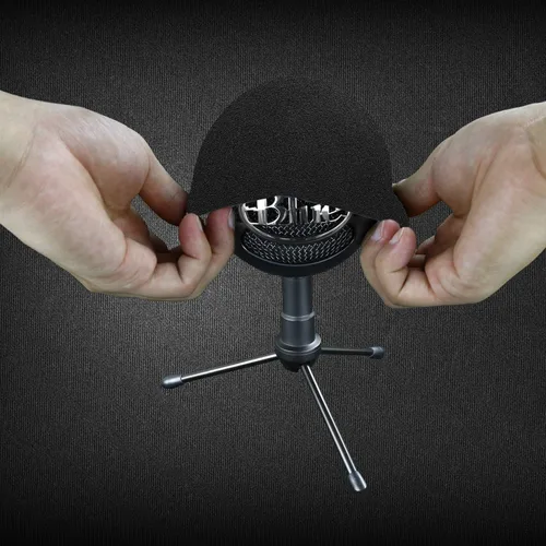 Vista 5 de Protector de viento con filtro de bola de nieve azul – Protector de viento profesional de espuma para micrófono iCE para grabaciones, transmisión