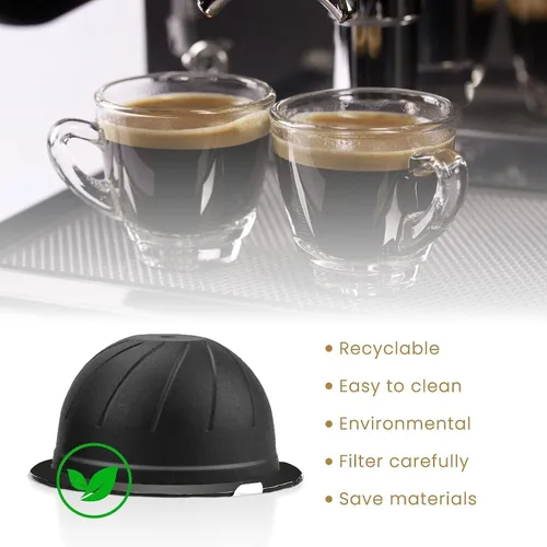 Vista 4 de 5 cápsulas de café reutilizables Vertuo, cápsulas de café recargables, compatibles con máquina de café Nespresso Vertuo, con 2 cápsulas de café