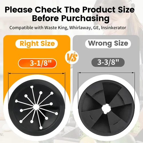 Vista 6 de Protector contra salpicaduras para triturador de basura, paquete de 2 deflectores de fregadero de 3 1/8 pulgadas, collar de protección contra